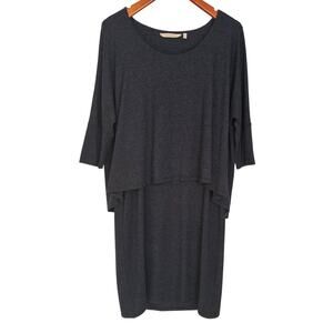 Soft Surroundings Alexandra Gray Layered Long Sleeve Lagenlook Casual Dress
